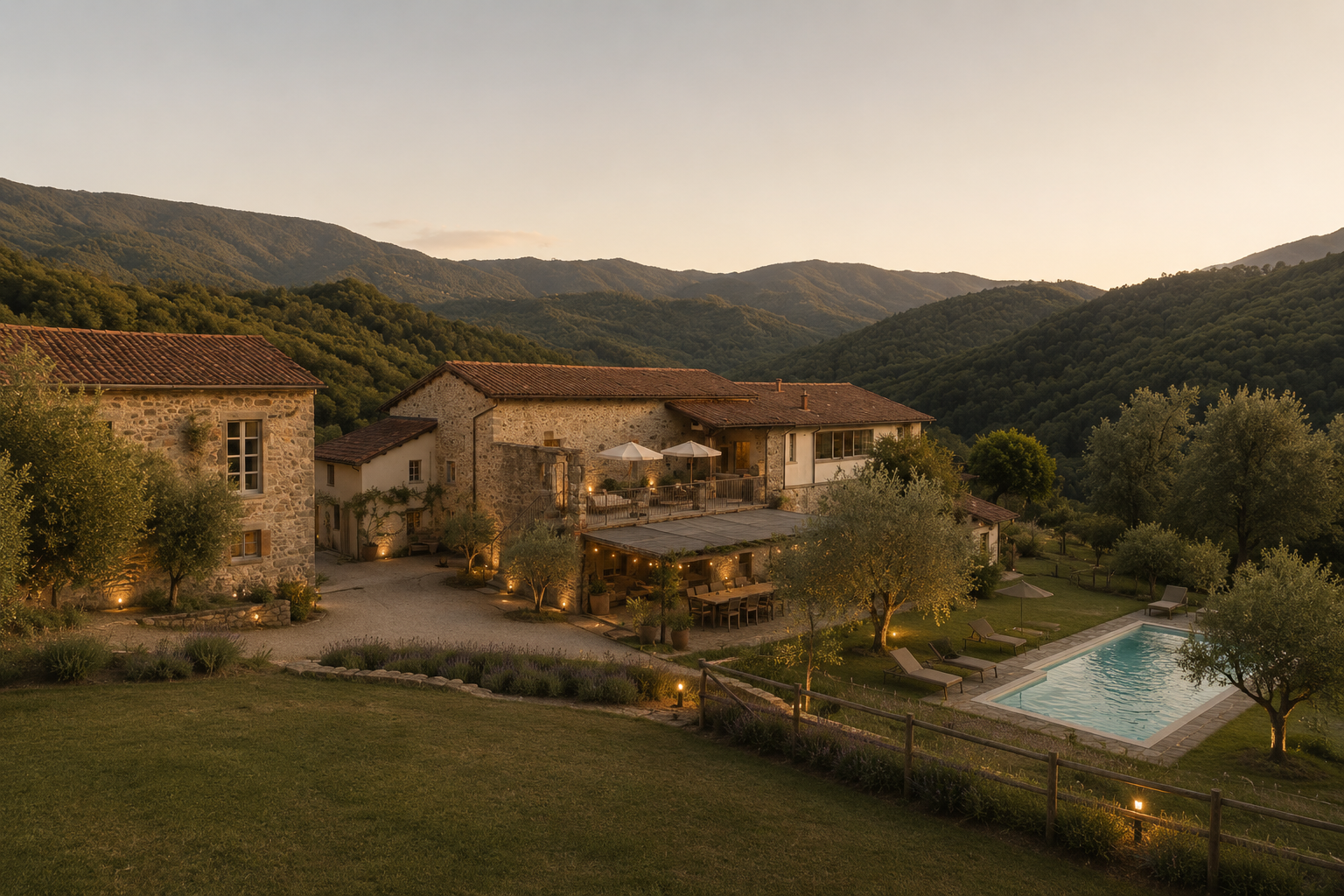 Stone estate house in the hills of Northern Tuscany