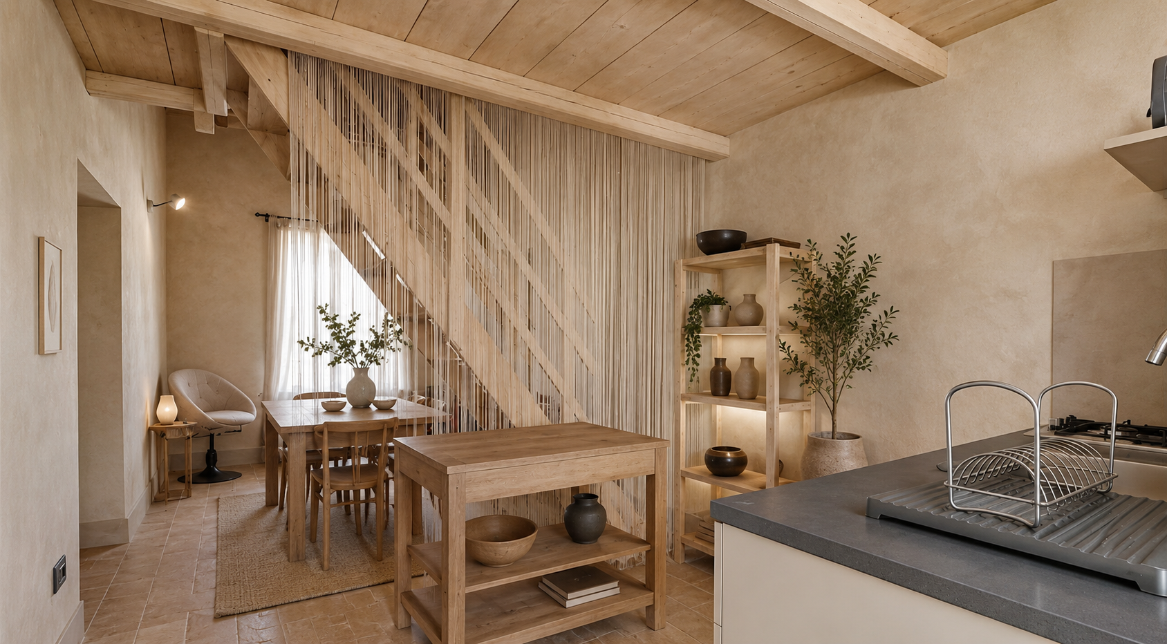 Restored interior of a holiday home